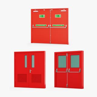 3D Double Fire Exit Doors Collection model