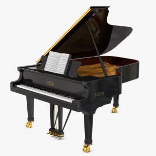 3D Grand Piano Fazioli with Music Notes Book