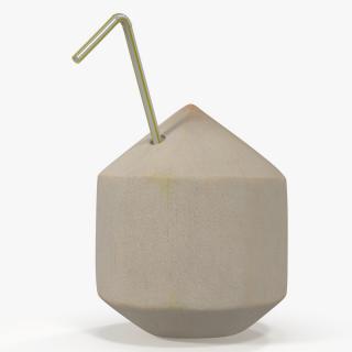 3D Shelled Coconut with Drink Pipe