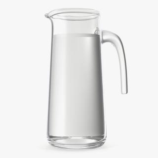 Glass Straight Jug With Water 3D model