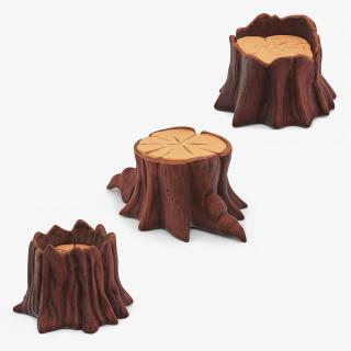 3D model Cartoon Tree Stumps Collection