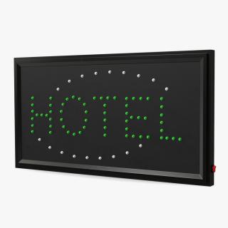 Green Hotel LED Neon Sign OFF 3D model