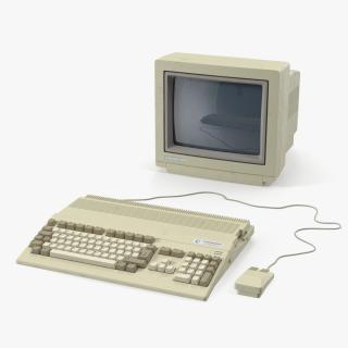 3D Retro Computer Amiga 500 with Monitor Old