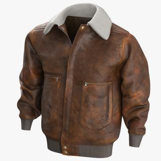 3D model Leather Brown Jacket