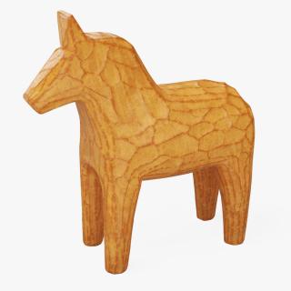 3D Varnished Carved Wooden Horse Toy model