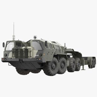 3D MAZ 7410 with Semi Trailer Camo Rigged model