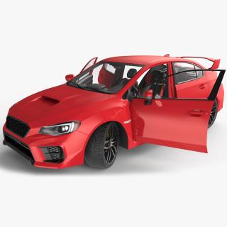 3D Sport Sedan Red Rigged for Maya