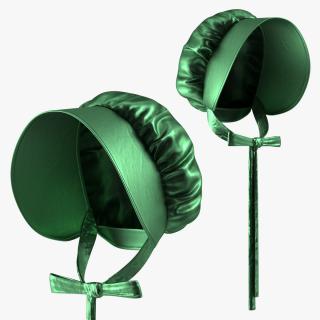 Satin Bonnet Hat Emerald 3D model