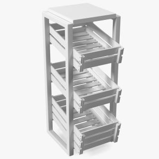 3D model Wooden Vegetable Rack with Drawers White