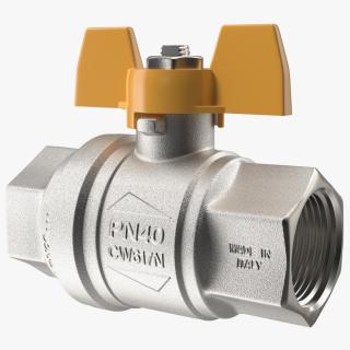 Ball Valve with Yellow Butterfly Handle 3D model