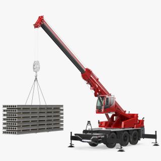 3D Mobile Crane With Concrete Slab Rigged model