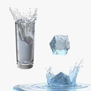 Ice Cube Water Splash 3D Models Collection 3D