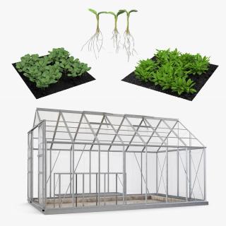 Garden Greenhouse with Grows Collection 3D model