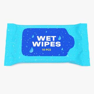 3D Small Wet Wipes Package Blue model