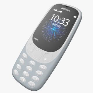 3D Grey Nokia 3310 New Lights On 2