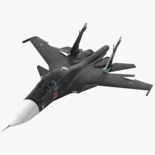 Su 34 Aircraft with X-31PM Supersonic Missile Rigged 3D