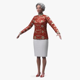 3D Korean Old Lady Traditional Outfit A-Pose