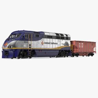 3D model Diesel Electric Locomotive with Hopper Car Generic