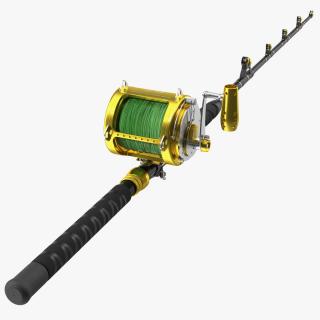 3D model EatMyTackle 80 Wide 2Speed Fishing Reel Bue Marlin Tournament Rod