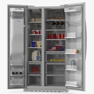 Samsung Side By Side Refrigerator Open with Products 3D