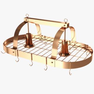 Ceiling Pot Rack Organizer with Hooks Copper 3D model