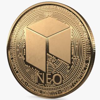 3D NEO Cryptocurrency Coin Gold model