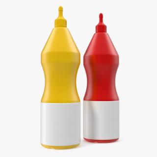 3D model Ketchup and Mustard Plastic Bottles