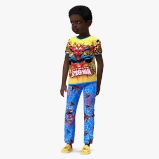 3D Black Child Boy Home Style