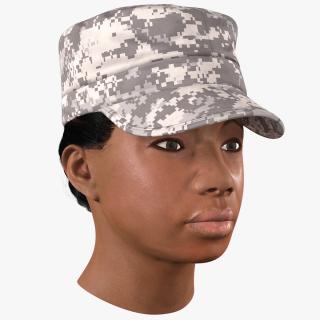 3D model African American Female Soldier Head Fur