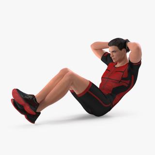 3D model Fitness Trainer Doing Crunches