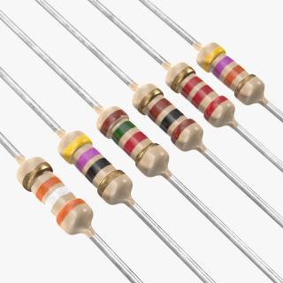 3D model Axial Lead Metal Film Resistors Set