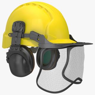 3D Yellow Orange Helmet Protect Head model