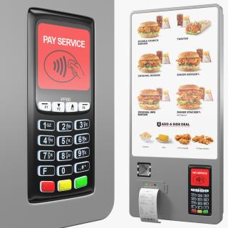 3D Restaurant Self Ordering Kiosk Wall Mounted model