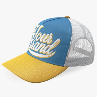 Trucker Cap Your Brand Yellow-Blue 3D model