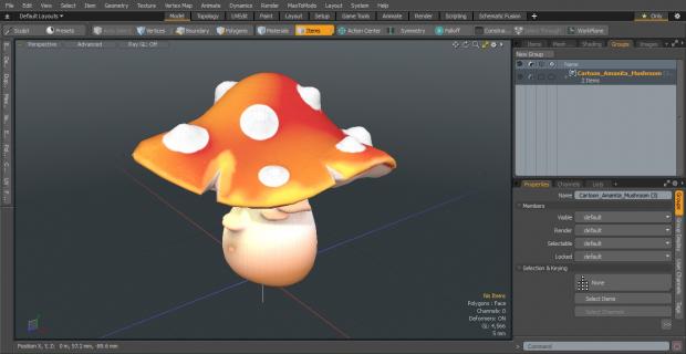 Amanita Cartoon Mushrooms Set 3D model