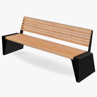 3D model Black Park Bench with Backrest