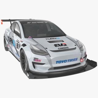 3D Tesla Model 3 Race Car Simple Interior model