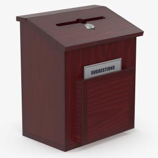 3D Red Wood Locking Suggestion Box with Card