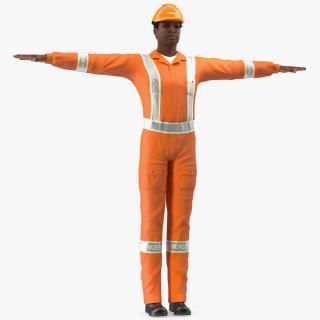 3D Light Skin Black Rescuer T Pose