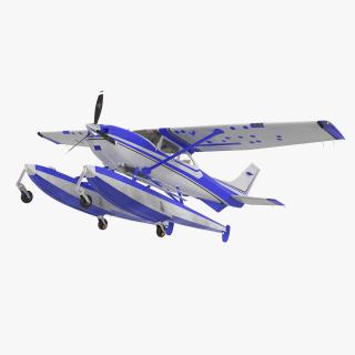 Cessna 182 Skylane Seaplane Blue 3D