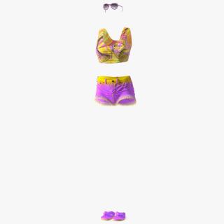 Beach Style Shorts and Blouse 3D model