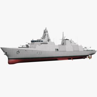 Naval Frigate with Transport Helicopter 3D model