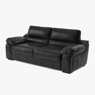 3D Black Leather Sofa model