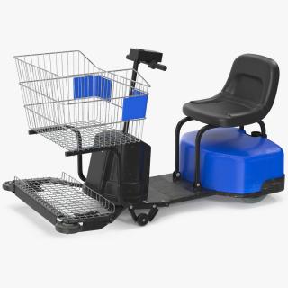 3D Motorized Grocery Cart Blue Dirty model