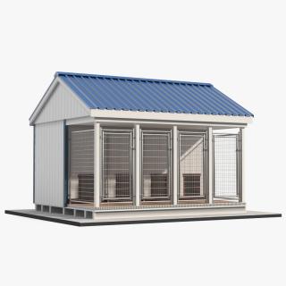 4-Dog Outdoor Kennel with Run 3D model