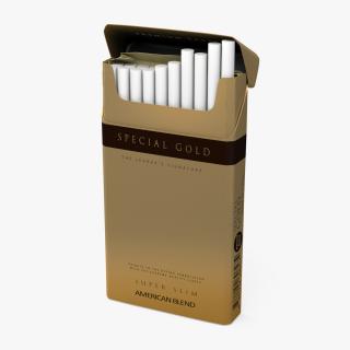 Open Pack of Cigarettes Super Slim Gold 3D model