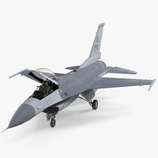 3D model Fighter F 16 Fighting Falcon US Air Force With a Pilot Gesture Ok