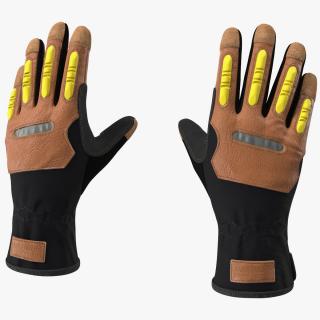 Safety Leather Neoprene Gloves with Knuckle Guards Rigged 3D