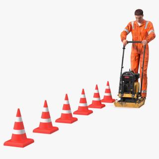 3D Dirty Road Worker with Gasoline Vibratory