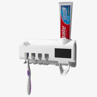 3D UV Toothbrush Sterilizer with Toothpaste Dispenser White